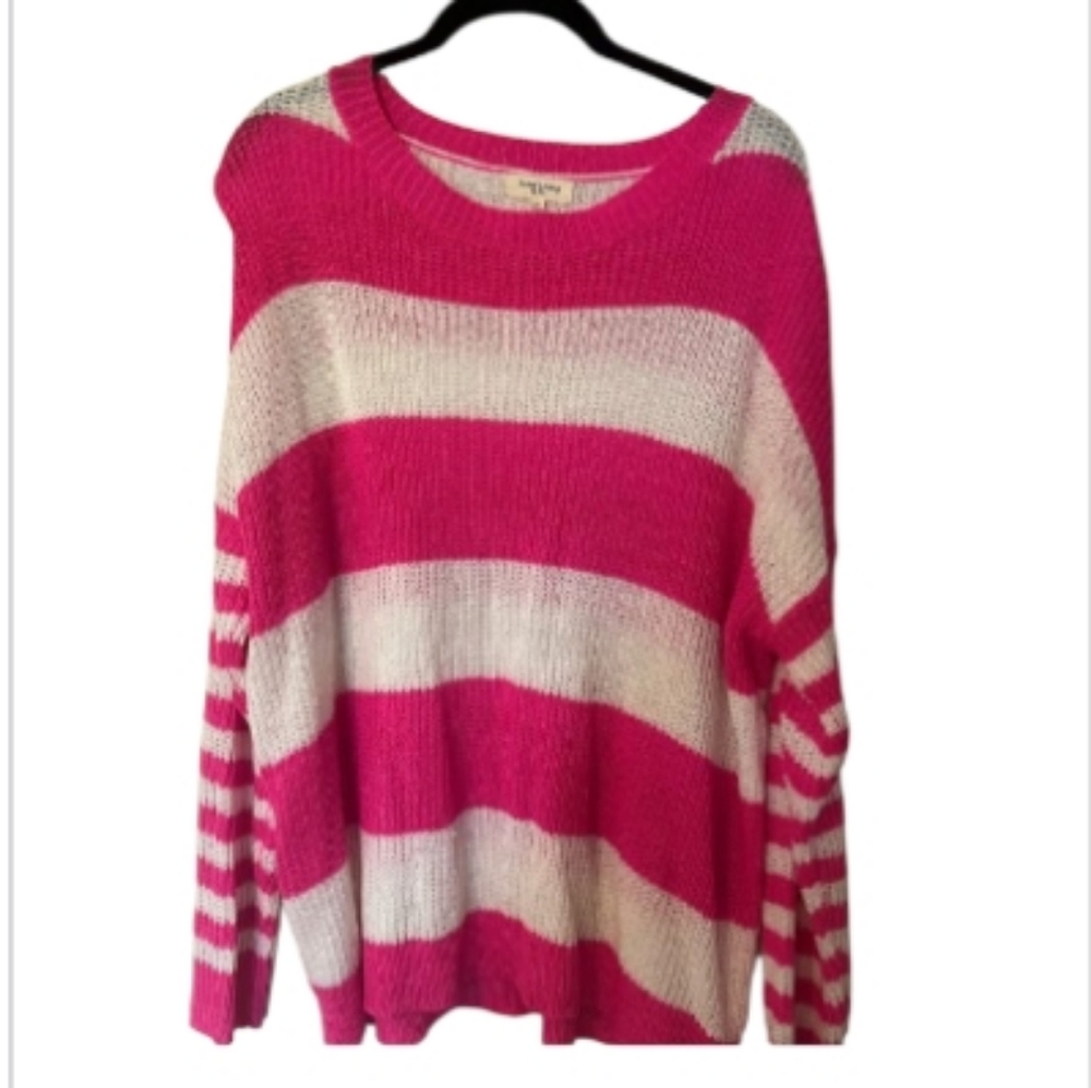 Hot PINK & White Striped Sweater